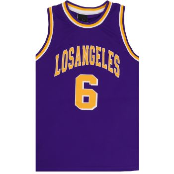 New Men's Basketball Jersey Sports T Shirt Tee Vest Tops Gym Chicago Los Angeles, Purple - Los Angeles 6, 2XL