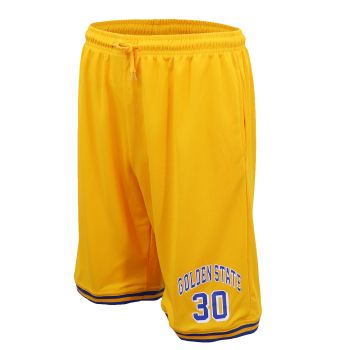 Men's Basketball Sports Shorts Gym Jogging Swim Board Boxing Sweat Casual Pants, Yellow - Golden State 30, S