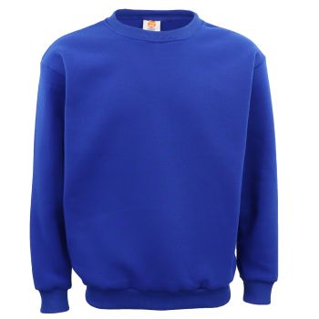 New Adult Unisex Plain Pullover Fleece Jumper Mens Long Sleeve Crew Neck Sweater, Royal Blue, S