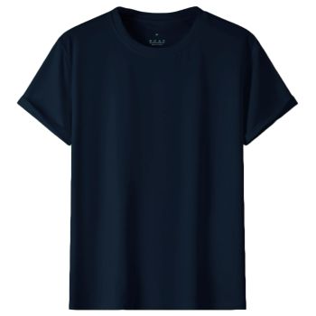 Adult 100% Cotton T-Shirt Unisex Men's Basic Plain Blank Crew Tee Tops Shirts, Navy, 3XL