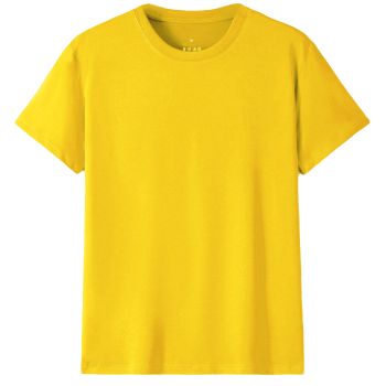 Adult 100% Cotton T-Shirt Unisex Men's Basic Plain Blank Crew Tee Tops Shirts, Yellow, L