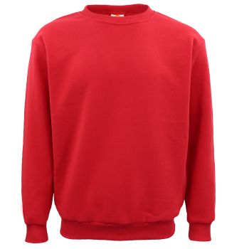 New Adult Unisex Plain Pullover Fleece Jumper Mens Long Sleeve Crew Neck Sweater, Red, S