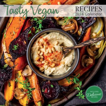 Tasty Vegan Recipes - 2024 Square Wall Calendar 16 Months Food Planner Xmas Gift