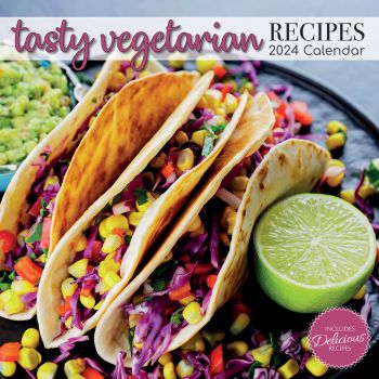 Tasty Vegetarian Recipes - 2024 Square Wall Calendar 16 Months Food Planner Gift