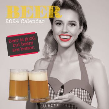 Beer - 2024 Square Wall Calendar 16 Months Funny Planner Christmas New Year Gift