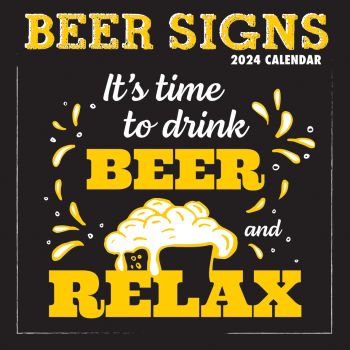 Beer Signs - 2024 Square Wall Calendar 16 Months Planner Christmas New Year Gift