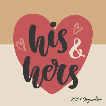 His & Hers Organiser - 2024 Square Wall Calendar 16 Months Planner New Year Gift