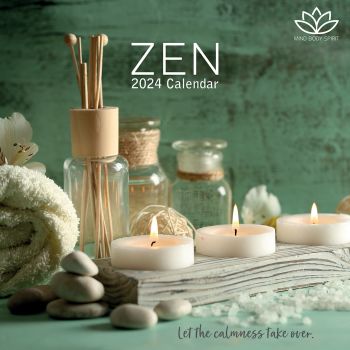 Zen - 2024 Square Wall Calendar 16 Month Premium Planner Christmas New Year Gift