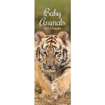 Baby Animals - 2024 Slimline Slim Wall Calendar Hanging Planner New Year Gift