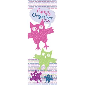 Owls - 2024 Slimline Slim Wall Calendar Hanging Planner New Year Gift