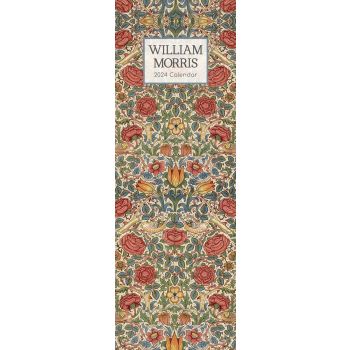 William Morris Rose - 2024 Slimline Slim Wall Calendar Hanging Planner New Year