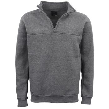 New Men's Unisex Adult Half-Zip Fleece Jumper Pullover Stand Collar Jacket Shirt, Dark Grey, 3XL