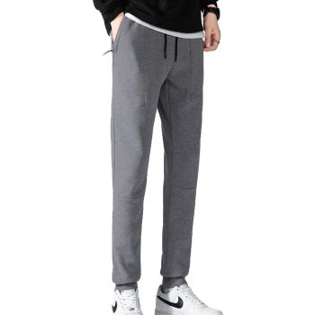 Men's Fleece Slim Trackpant Sport Joggers w Zipped Pockets Gym Casucal Trousers, Dark Grey, XS