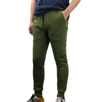 Men's Fleece Slim Trackpant Sport Joggers w Zipped Pockets Gym Casucal Trousers, Olive, XS