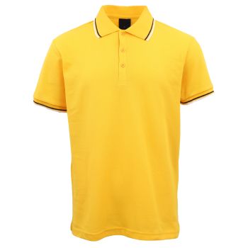 Men's Unisex Polo Shirts Basic Plain Breathable Tops Cotton Cascual Sport Shorts, Yellow, S