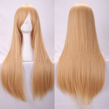 New 80cm Straight Sleek Long Full Hair Wigs w Side Bangs Cosplay Costume Womens, Blonde