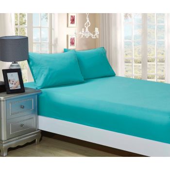 1000TC Ultra Soft Fitted Sheet & 2 Pillowcases Set - Double Size Bed - Teal