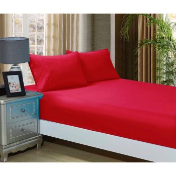 1000TC Ultra Soft Fitted Sheet & Pillowcase Set - King Single Size Bed - Red