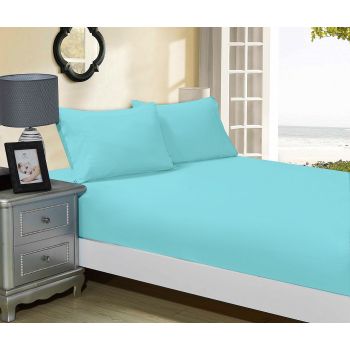 1000TC Ultra Soft Fitted Sheet & Pillowcase Set - King Single Size Bed - Aqua