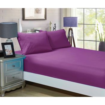 1000TC Ultra Soft Fitted Sheet & Pillowcase Set - Single Size Bed - Purple