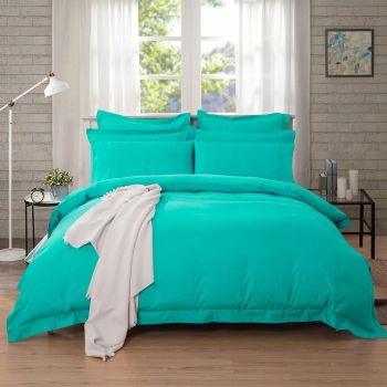 1000TC Tailored Double Size Teal Duvet Quilt Cover Set