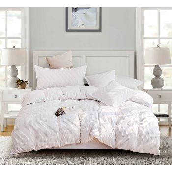 Tufted Boho Wave Jacquard King Size White Duvet Quilt Cover Set