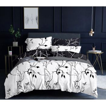 Tree Reversible Double Size White Duvet Quilt Cover Set