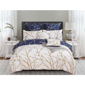 Tree Reversible King Size Bed Quilt/Duvet Cover Set Beige