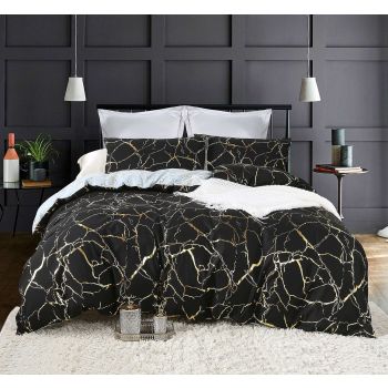 Reversible Design King Size Black Duvet Quilt Cover Set