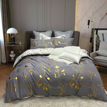 Reversible Design Grey Queen Size Bed Quilt/Duvet Cover Set