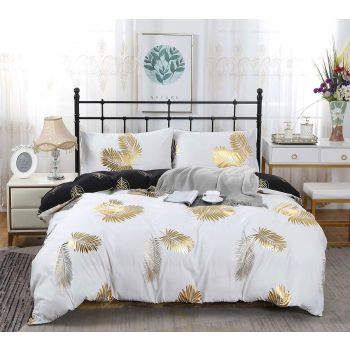 Reversible Design Leaves Queen Size Bed Quilt/Duvet Cover Set