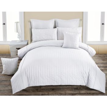 Seersucker Double Size White Duvet Quilt Cover Set