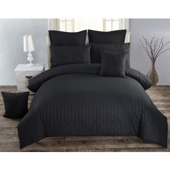 Seersucker Double Size Black Duvet Quilt Cover Set