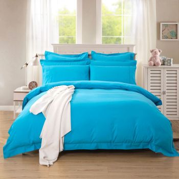 1000TC Tailored Queen Size Light Blue Duvet Quilt Cover Set