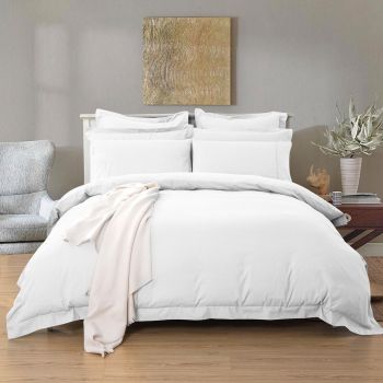 1000TC Tailored Super King Size White Duvet Quilt Cover Set