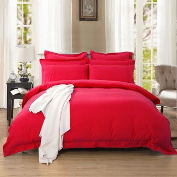 1000TC Tailored Super King Size Red Duvet Quilt Cover Set