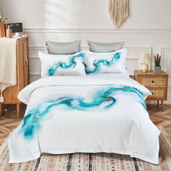 Ocean Marble Quilt Cover Set - King Size