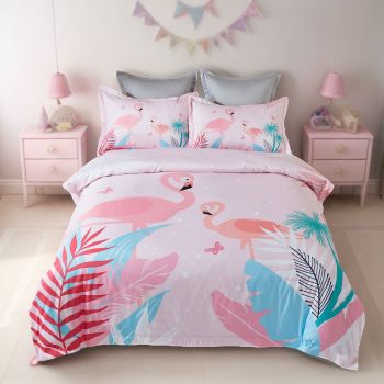 Flamingo Kids Quilt Cover Set - King Single Size