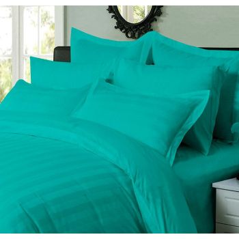 1000TC Ultra Soft Striped King Size Teal Duvet Quilt Cover Set