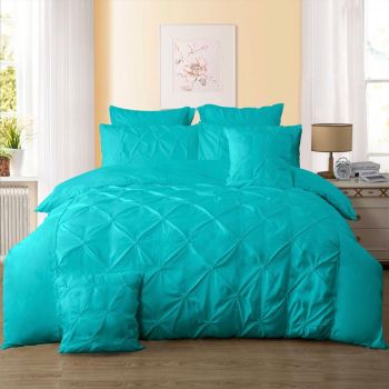 Diamond Pintuck King Size Quilt/Duvet Cover Set - Teal