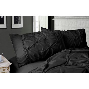 Diamond Pintuck Premium Ultra Soft King size Pillowcases 2-Pack - Black