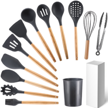 12pcs Silicone Utensils Set Black