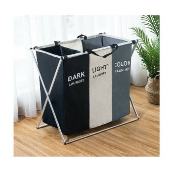 Foldable Divisional Storage Laundry Basket 2 Grid