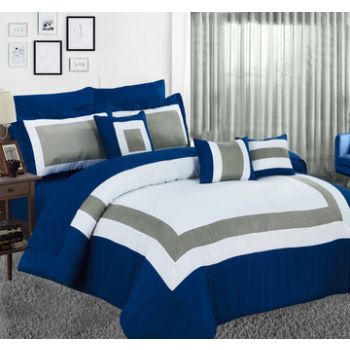 10 piece comforter and sheets set king navy