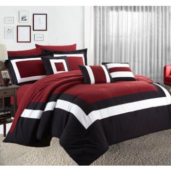 10 piece comforter and sheets set king red