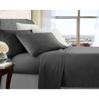 ultra soft microfibre sheet set mega king charcoal