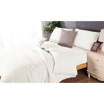 Microflannel duvet cover and sheet comb set Double white