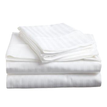 soft stripe microfibre sheet set king single white