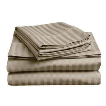 soft stripe microfibre sheet set queen taupe