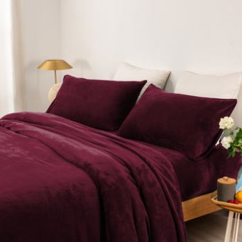 thermal microplush sheet set king aubergine